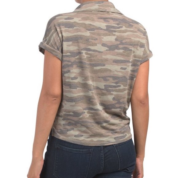 NWT C&C California Top Blouse Shirt S Snake Animal Print Knit Button Front NEW - Picture 8 of 11